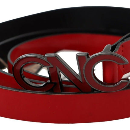 Ceinture de taille en cuir rouge chic avec boucle noire