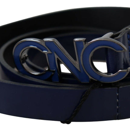 Sleek Dark Blue Leather Fashion Belt