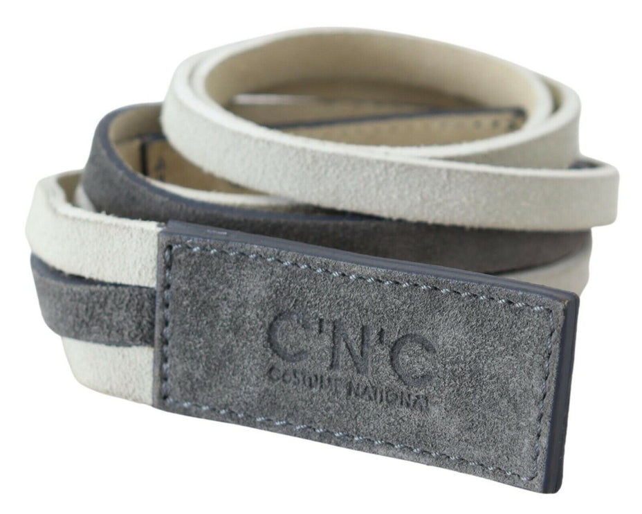 Ceinture de logo en cuir blanc chic