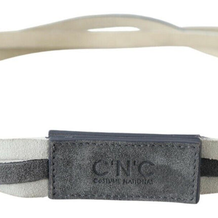 Ceinture de logo en cuir blanc chic