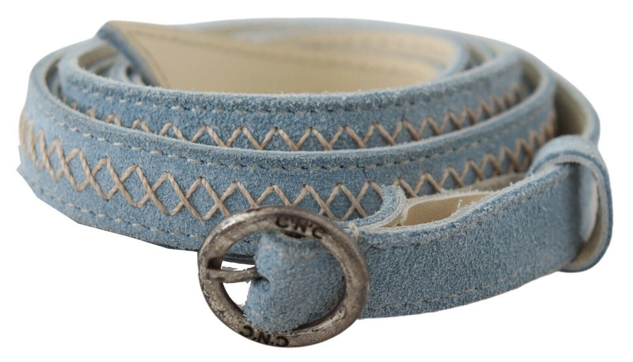 Ceinture en cuir bleu ciel chic - boucler avec style