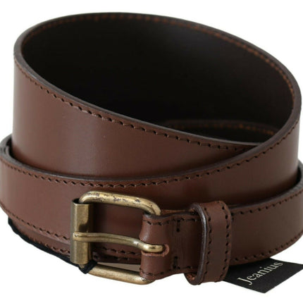 Ceinture de mode en cuir marron chic avec matériel en bronze