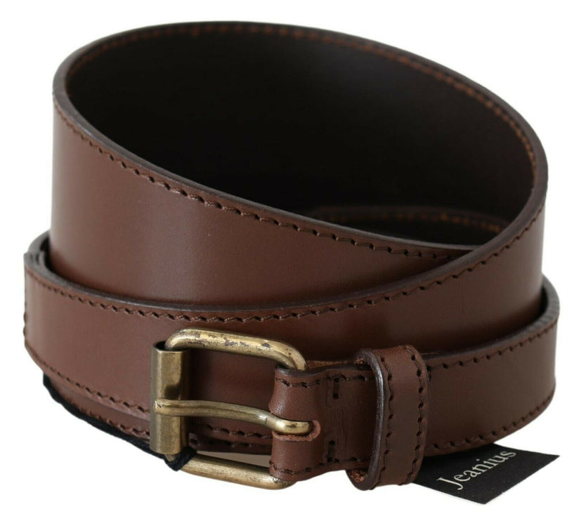 Ceinture de mode en cuir marron chic avec matériel en bronze