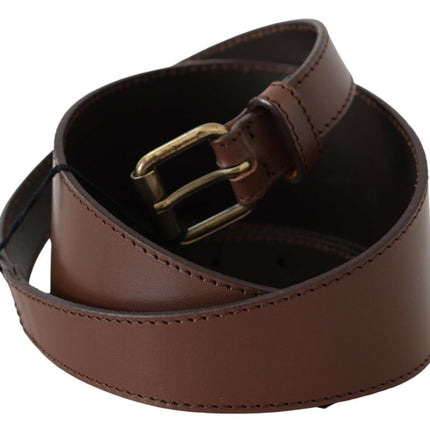 Ceinture de mode en cuir marron chic avec matériel en bronze