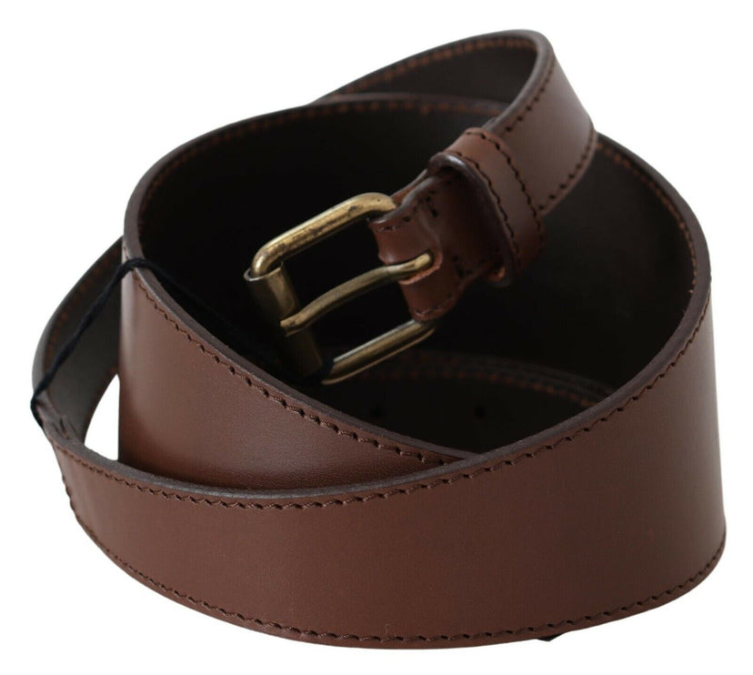 Ceinture de mode en cuir marron chic avec matériel en bronze