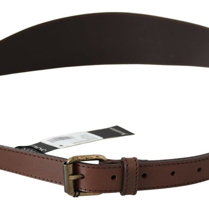 Ceinture de mode en cuir marron chic avec matériel en bronze