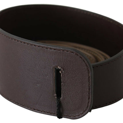 Ceinture élégante en cuir tressé brun foncé