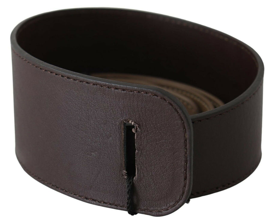 Ceinture élégante en cuir tressé brun foncé