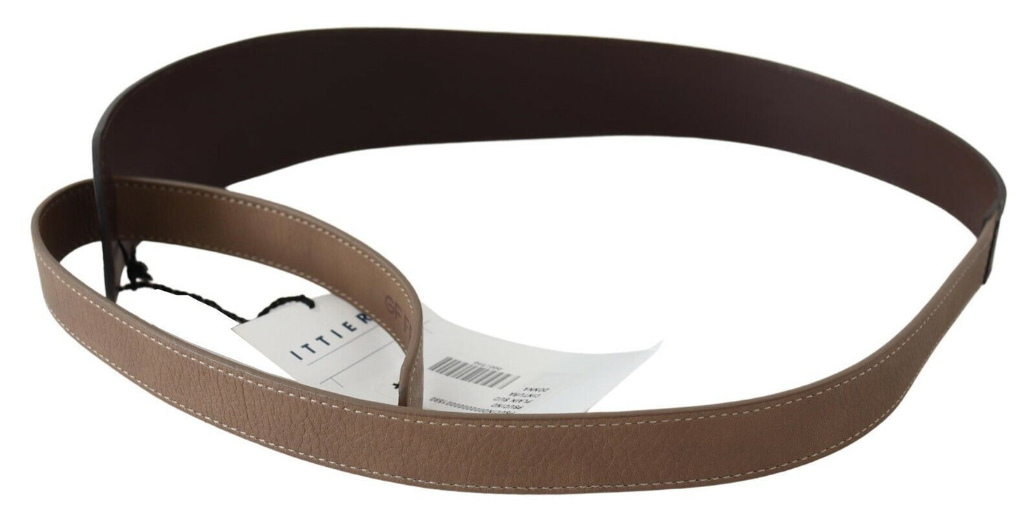 Ceinture élégante en cuir tressé brun foncé