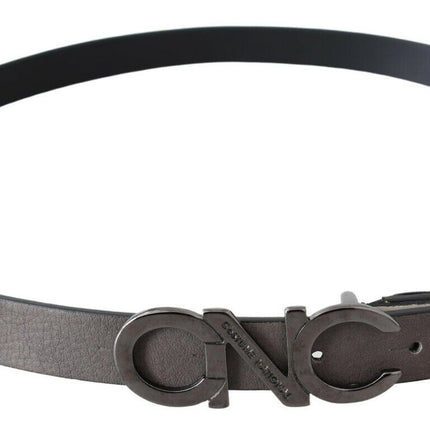 Ceinture de mode en cuir italien gris métallique