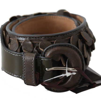 Ceinture de mode en cuir à franges marron chic