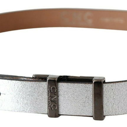 Elegante Zilver Leren Fashion Riem