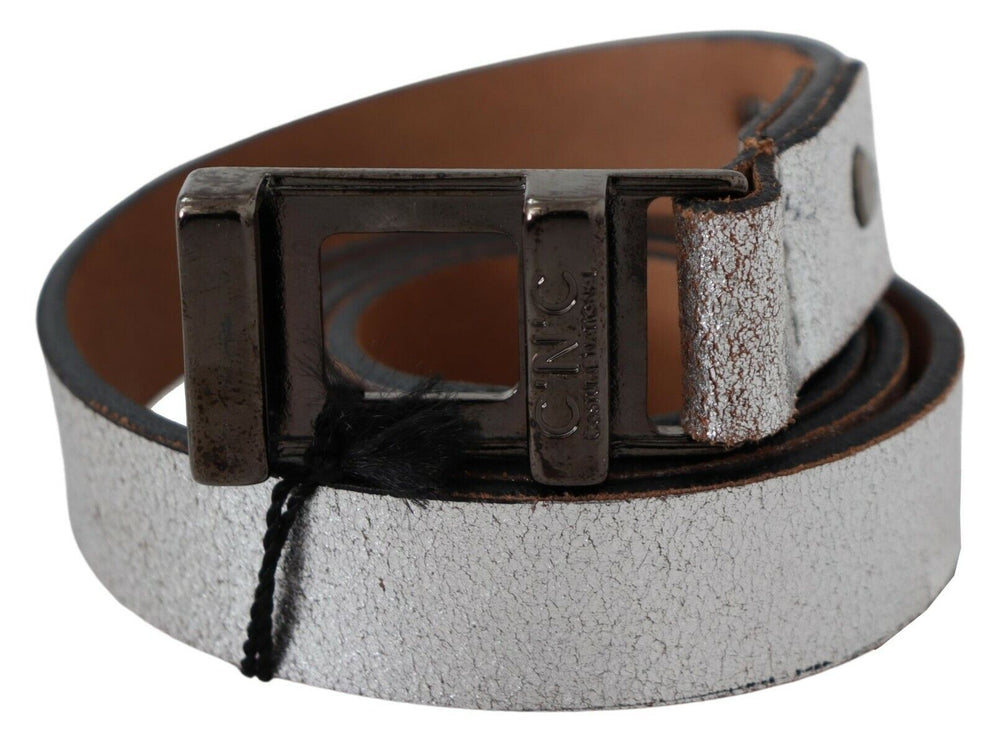 Ceinture de mode en cuir argenté élégant