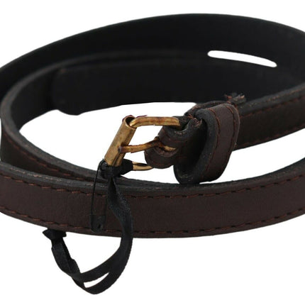 Elegante riem van bruin leer met goudkleurige gesp