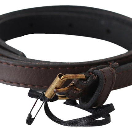 Elegante riem van bruin leer met goudkleurige gesp