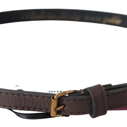 Elegante riem van bruin leer met goudkleurige gesp