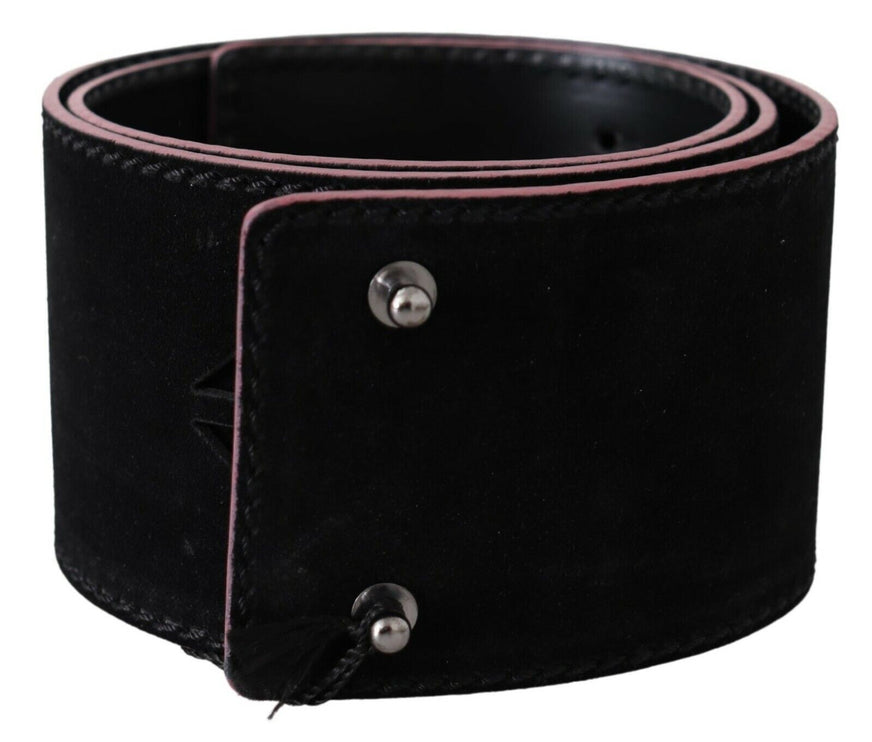 Ceinture de mode en cuir large élégant avec accents métalliques