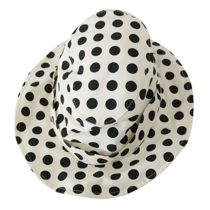 Chique zwarte polkadot trilby hoed