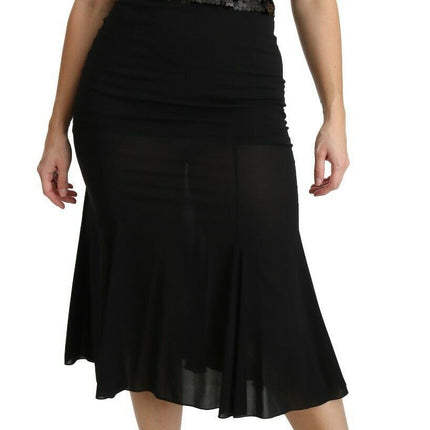 Chique High Taille Black Silk Blend Rok