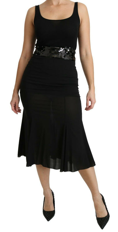 Chique High Taille Black Silk Blend Rok