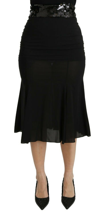 Chique High Taille Black Silk Blend Rok