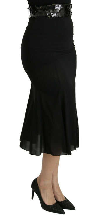 Chique High Taille Black Silk Blend Rok