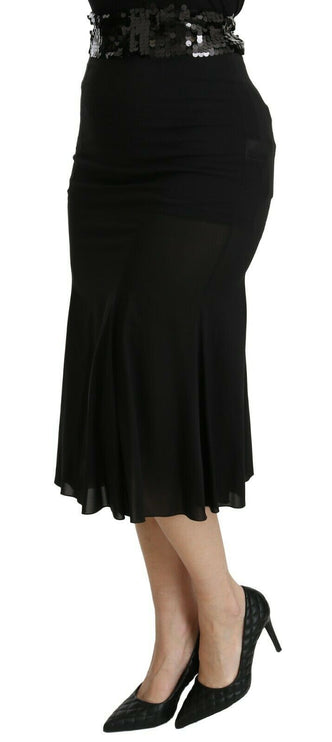 Chique High Taille Black Silk Blend Rok