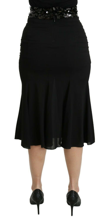 Chique High Taille Black Silk Blend Rok