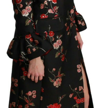 Elegant Floral Embroidered Trench Coat