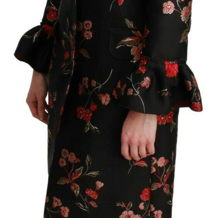 Elegant Floral Embroidered Trench Coat