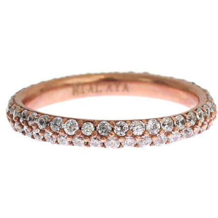 Chic Pink Crystal-Encrusted Silver Ring