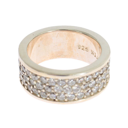 Glamorous Silver CZ Crystal Embellished Ring