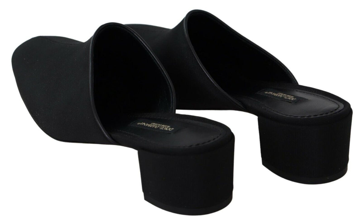 Sandalias de toboganes grosgrain negros elegantes