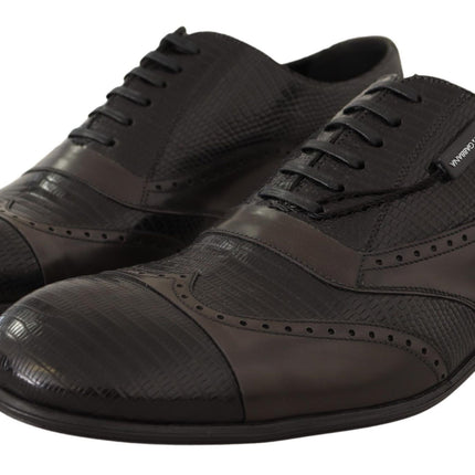 Elegant Brown Lizard Leather Oxford Shoes