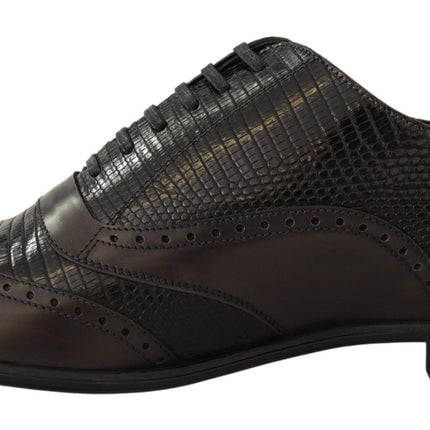 Elegant Brown Lizard Leather Oxford Shoes