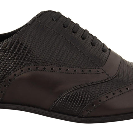 Elegant Brown Lizard Leather Oxford Shoes