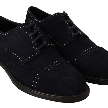 Elegant Suede Derby Shoes with Silver Studs