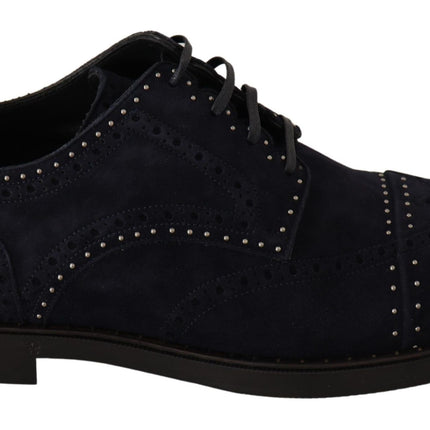 Elegant Suede Derby Shoes with Silver Studs