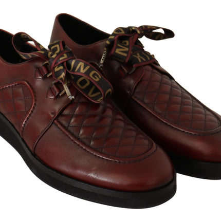 Elegant Bordeaux Derby Leather Shoes