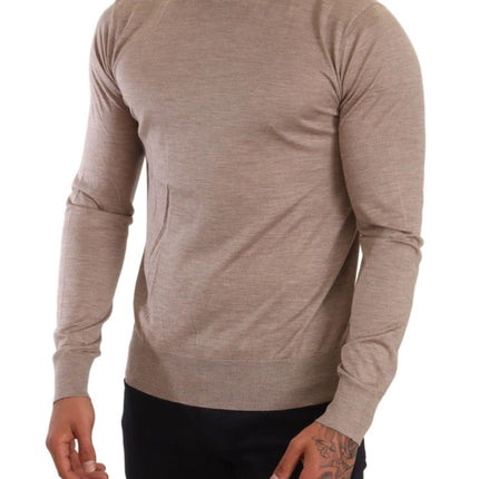 Sighi di miscela di fusione di Turtleneck Beige Cashmere-Silk