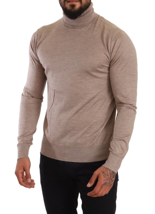 Sighi di miscela di fusione di Turtleneck Beige Cashmere-Silk