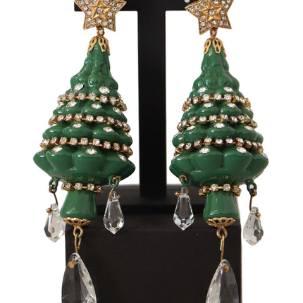 Enchanting Crystal Christmas Tree Clip-On Earrings