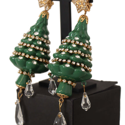 Enchanting Crystal Christmas Tree Clip-On Earrings