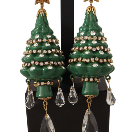 Enchanting Crystal Christmas Tree Clip-On Earrings