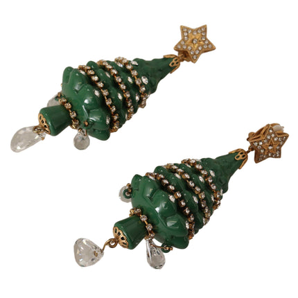 Enchanting Crystal Christmas Tree Clip-On Earrings