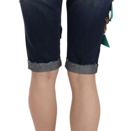 Elegante knie-lengte verfraaide denim shorts