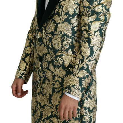 Elegant Gold Green Jacquard Sicilia veste