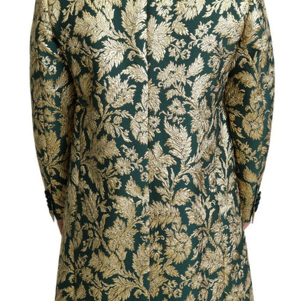 Elegant Gold Green Jacquard Sicilia veste