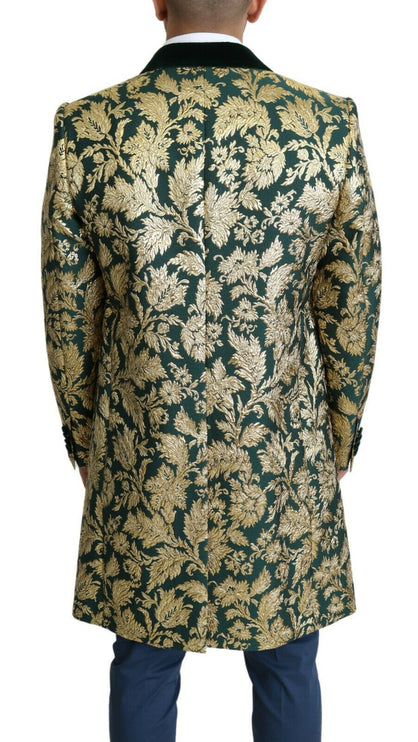 Elegant Gold Green Jacquard Sicilia veste