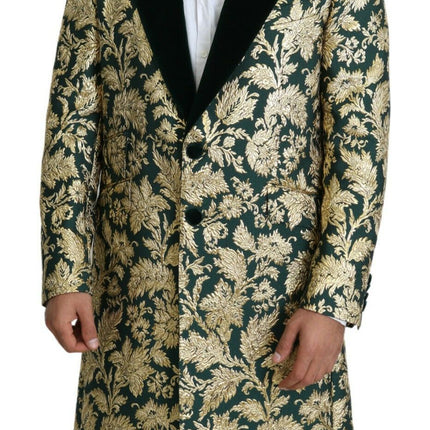 Elegant Gold Green Jacquard Sicilia veste